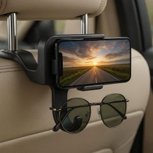 Space Saving Car Headrest Hanger for Phone and Glasses